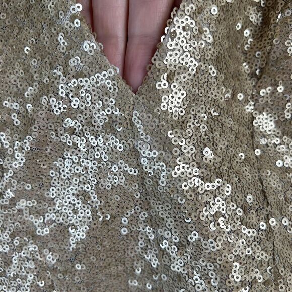 Dress The Population Size Small Cara Two Piece Gown Gold Sequin Holiday Party - Picture 6 of 16